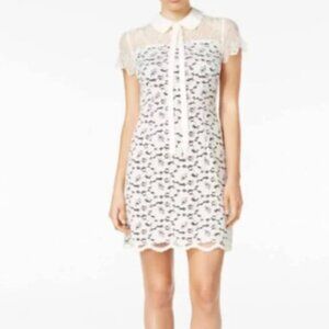 Kensie Lace Peter Pan Dress | Black/White